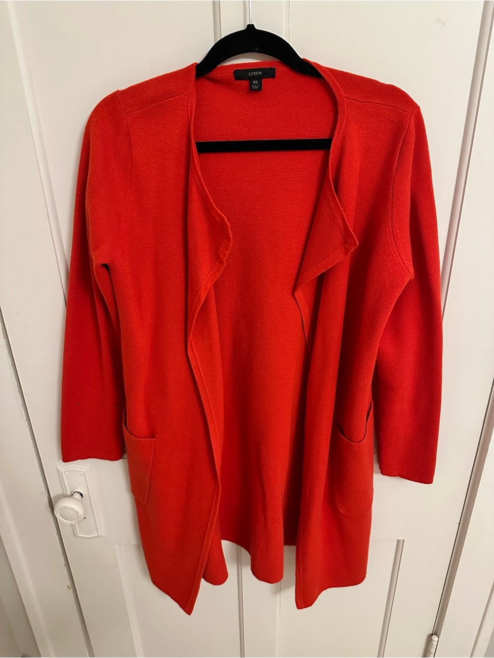 J Crew Wool Blend Open Long Cardigan Sweater XS Holiday Layering Basic